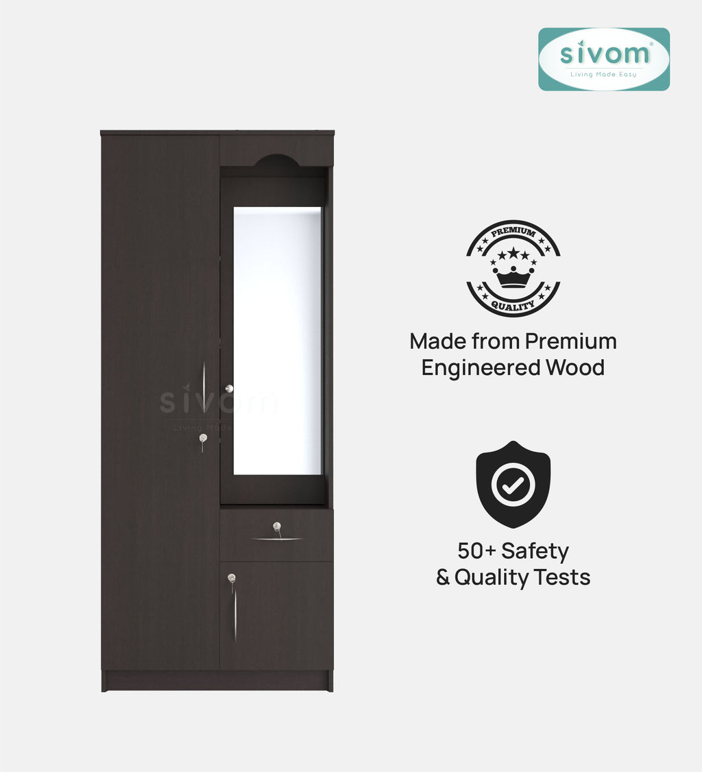 Sivom SIVOM Syntax Multipurpose 2 Door Wardrobe / Engineered Wood 2 Door Wardrobe for Modern Homes | Elegant Design & Premium Finish