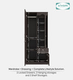 Sivom SIVOM Syntax Multipurpose 2 Door Wardrobe / Engineered Wood 2 Door Wardrobe for Modern Homes | Elegant Design & Premium Finish