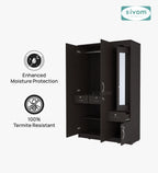 Sivom SIVOM Syntax Multipurpose 3 Door Wardrobe / Spacious Shelves with Hanging Rail Engineered Wood 3 Door Wardrobe for Modern Homes | Elegant Design & Premium Finish
