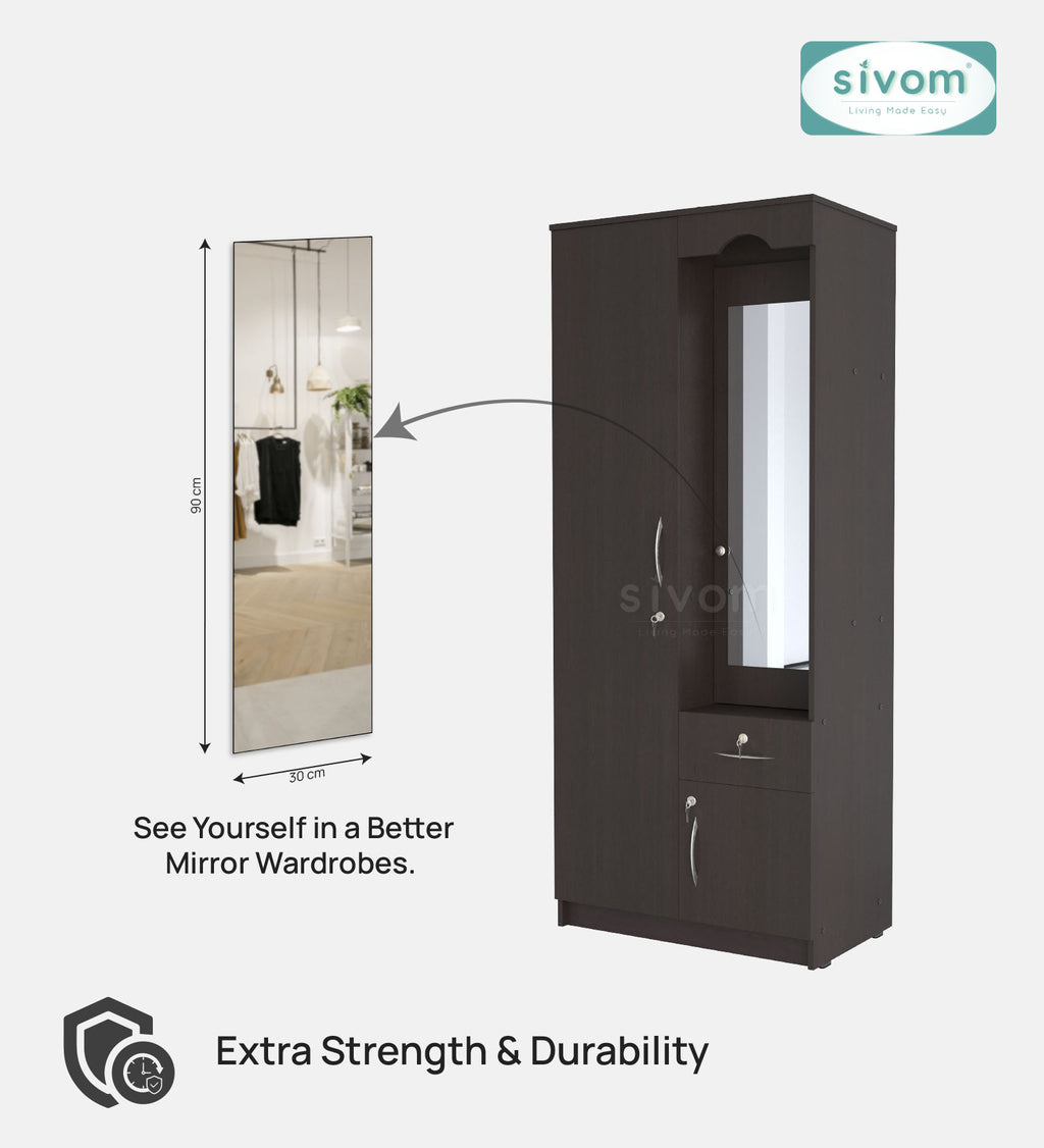 Sivom SIVOM Syntax Multipurpose 2 Door Wardrobe / Engineered Wood 2 Door Wardrobe for Modern Homes | Elegant Design & Premium Finish