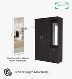 Sivom SIVOM Syntax Multipurpose 3 Door Wardrobe / Spacious Shelves with Hanging Rail Engineered Wood 3 Door Wardrobe for Modern Homes | Elegant Design & Premium Finish