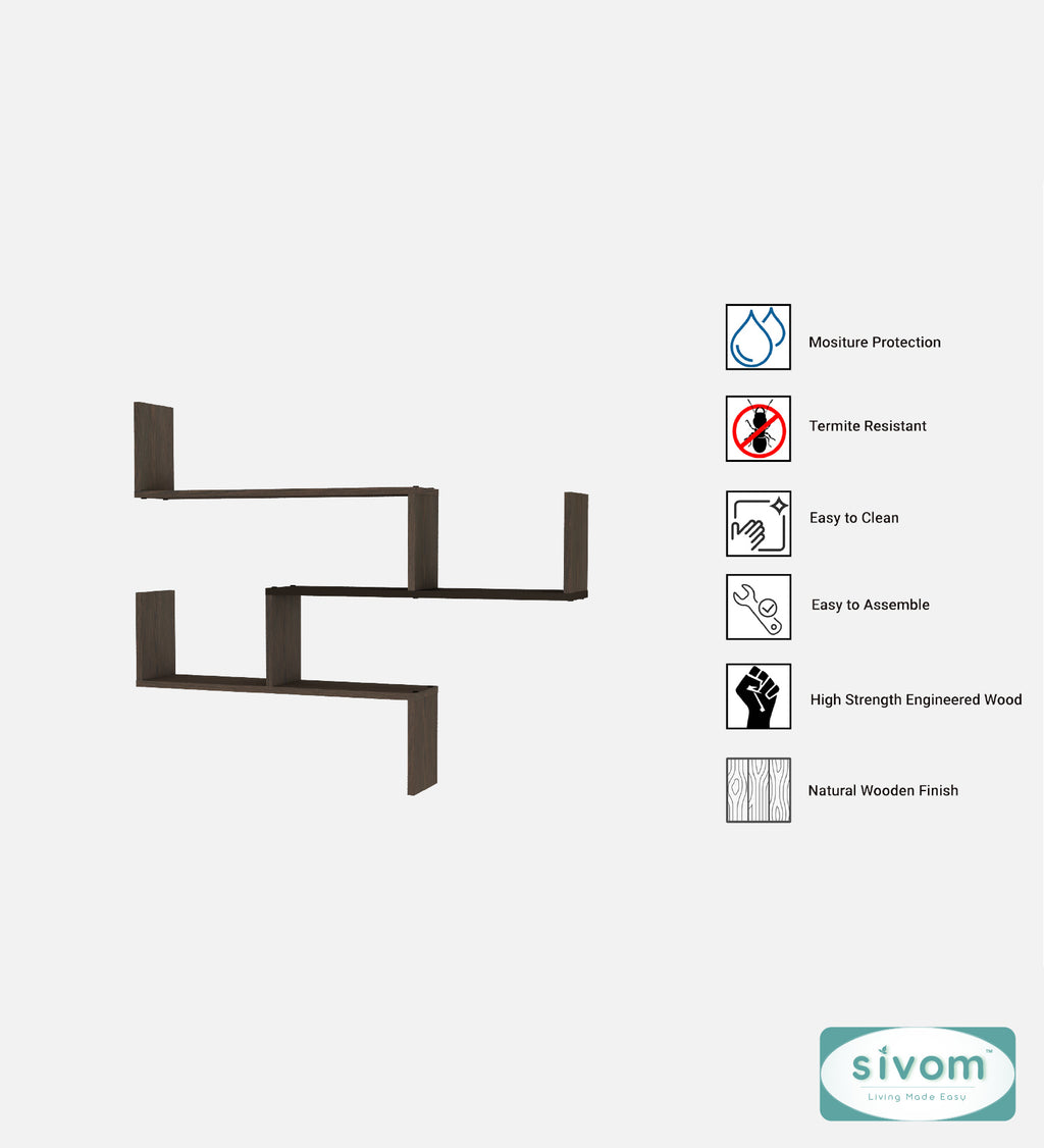 Sivom SIVOM WRAN Multipurpose Modular Wall Racks/Shelves/Organiser/Décor Particle Board Wall Shelf (Number of Shelves - 5, ) for Modern Homes | Elegant Design & Premium Finish