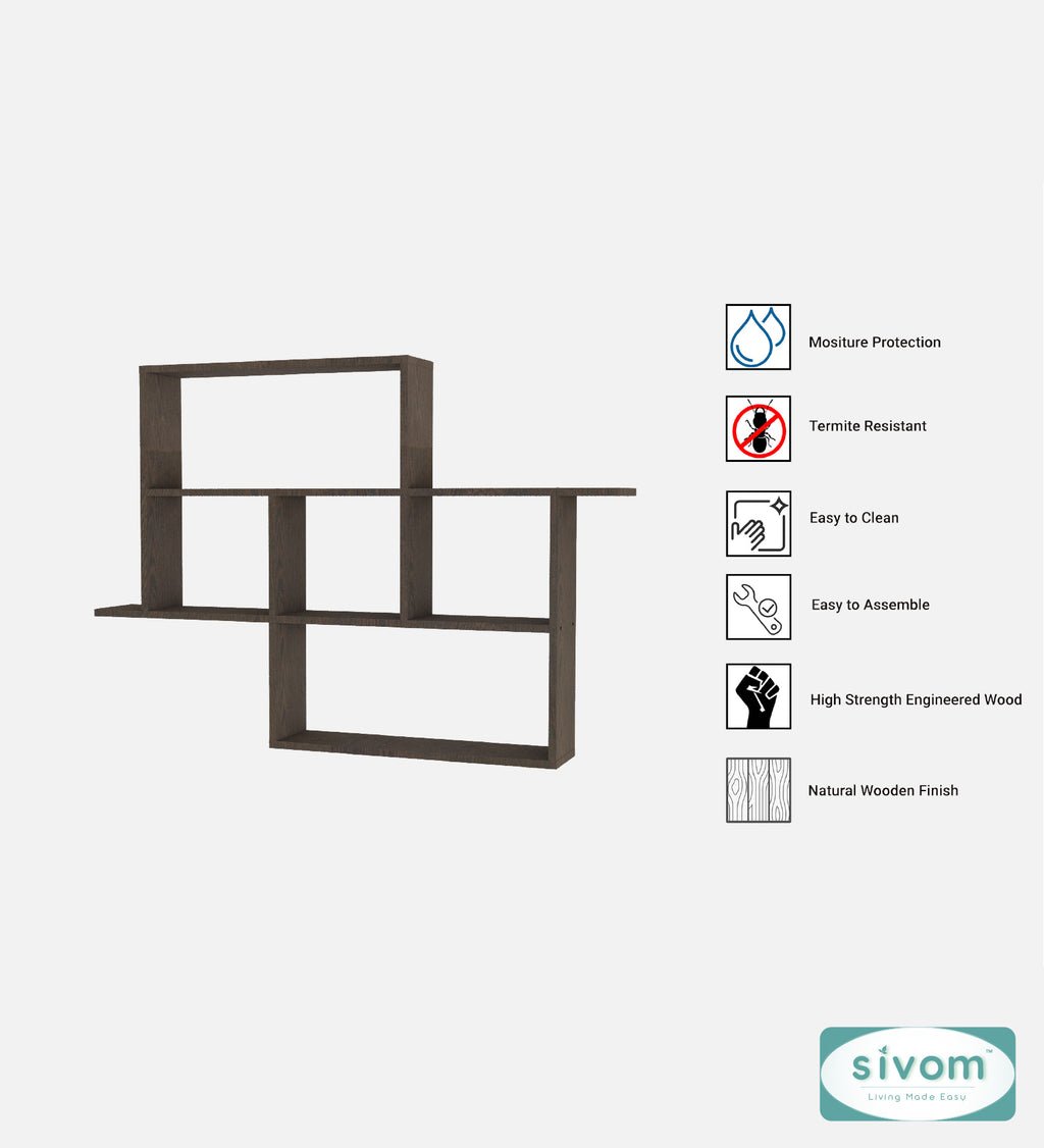 Sivom SIVOM CEDRIC Multipurpose Modular Wall Racks/Shelves/Organiser/Décor Particle Board Wall Shelf (Number of Shelves - 6, ) for Modern Homes | Elegant Design & Premium Finish