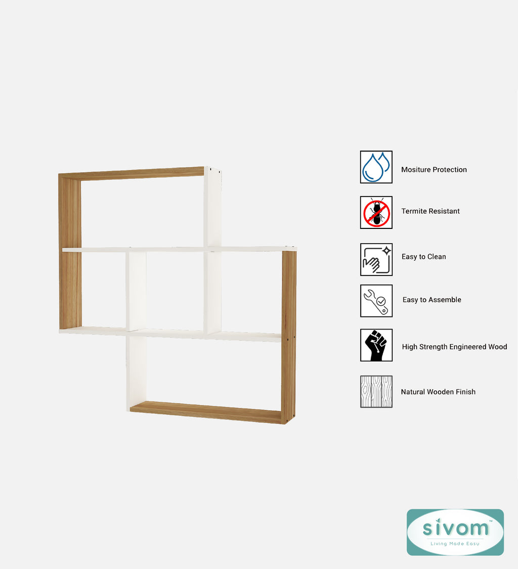 Sivom SIVOM RETICA Multipurpose Modular Wall Racks/Shelves/Organiser/Décor Particle Board Wall Shelf (Number of Shelves - 5, ) for Modern Homes | Elegant Design & Premium Finish