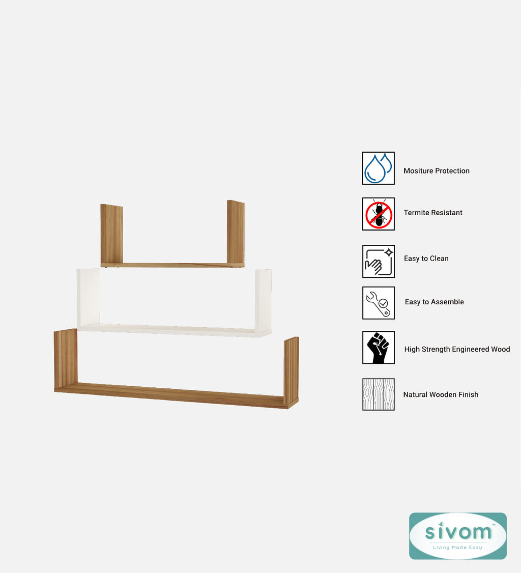 Sivom SIVOM KITE Multipurpose Modular Wall Racks/Shelves/Organiser/Décor Particle Board Wall Shelf (Number of Shelves - 3, ) for Modern Homes | Elegant Design & Premium Finish