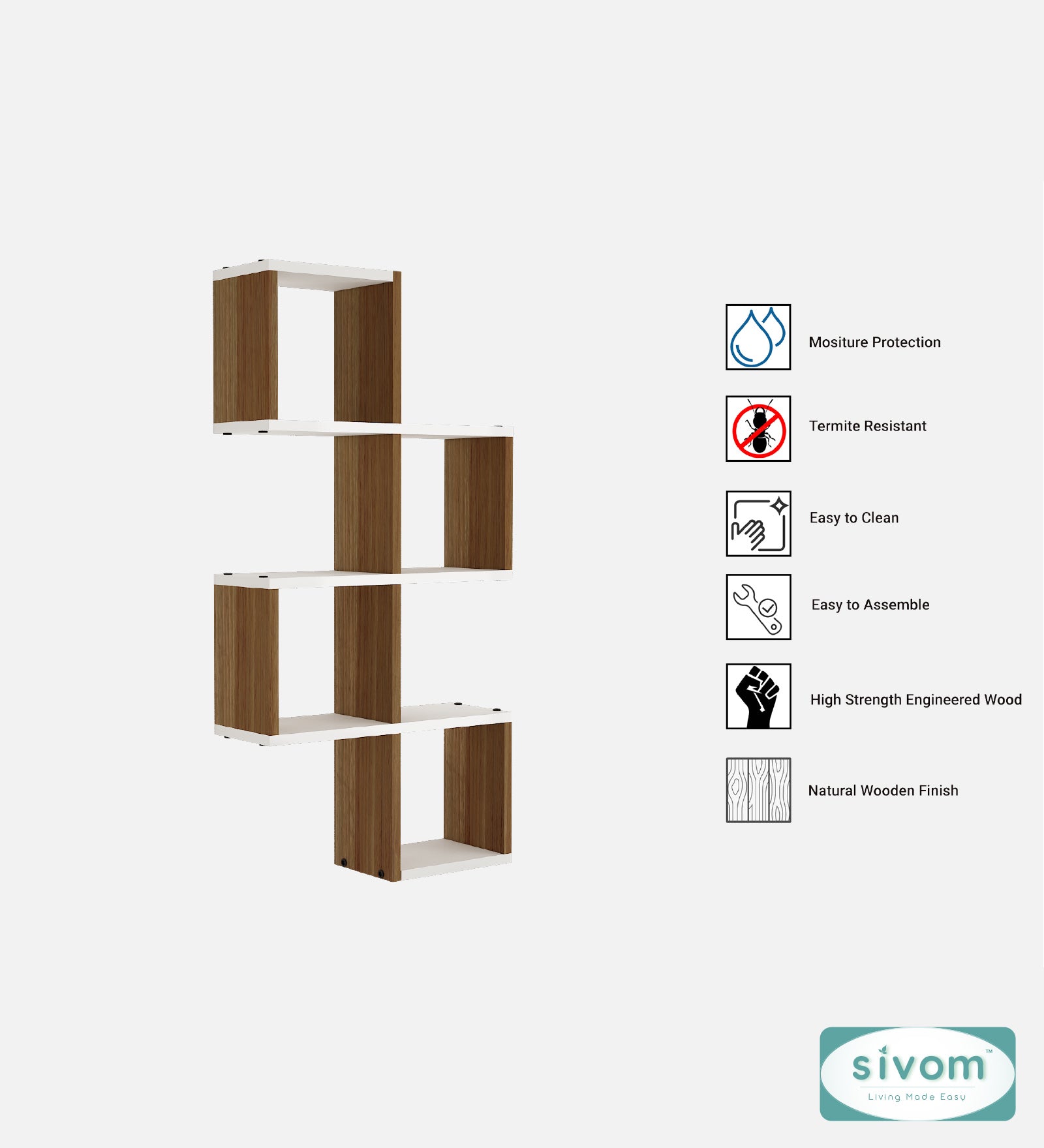 Sivom SIVOM AURA Multipurpose Modular Wall Racks/Shelves/Organiser/Décor Particle Board Wall Shelf (Number of Shelves - 7, ) for Modern Homes | Elegant Design & Premium Finish