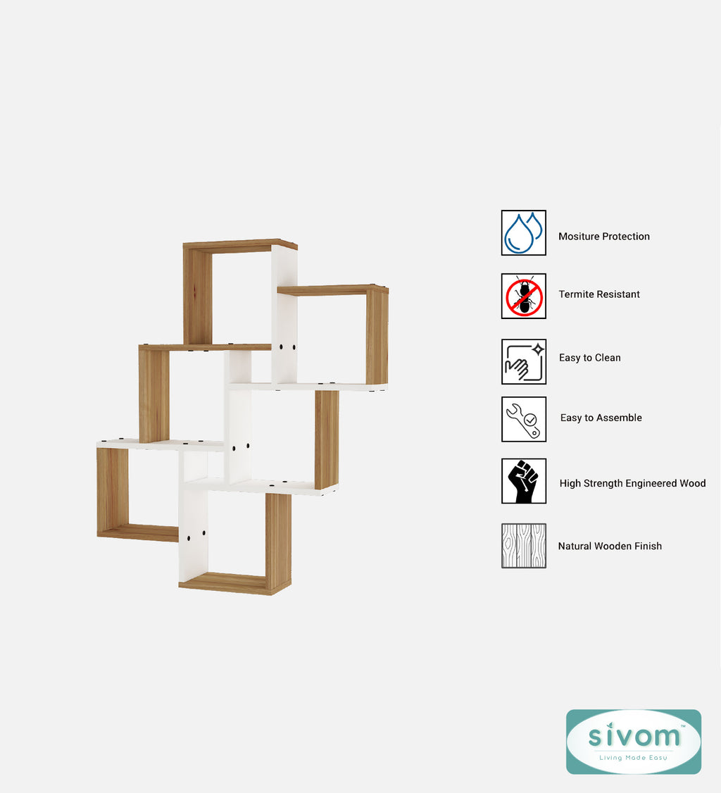 Sivom SIVOM CUBE Multipurpose Modular Wall Racks/Shelves/Organiser/Décor Particle Board Wall Shelf (Number of Shelves - 8, ) for Modern Homes | Elegant Design & Premium Finish