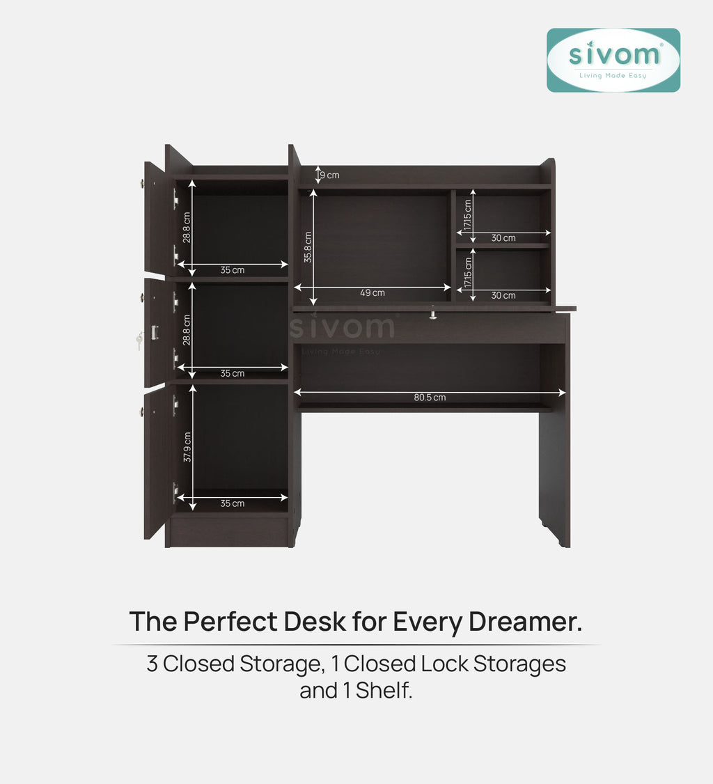 Sivom SIVOM Tamara Multipurpose Study/Home/Office Table Engineered Wood Study Table for Modern Homes | Elegant Design & Premium Finish