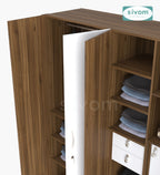 SIVOM Tarly Multipurpose 4 Door Closet Engineered Wood 4 Door Wardrobe for Modern Homes | Elegant Design & Premium Finish