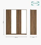 SIVOM Tarly Multipurpose 4 Door Closet Engineered Wood 4 Door Wardrobe for Modern Homes | Elegant Design & Premium Finish