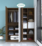 SIVOM Tarly Multipurpose 4 Door Closet Engineered Wood 4 Door Wardrobe for Modern Homes | Elegant Design & Premium Finish