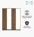 SIVOM Tarly Multipurpose 4 Door Closet Engineered Wood 4 Door Wardrobe for Modern Homes | Elegant Design & Premium Finish