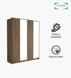 SIVOM Tarly Multipurpose 4 Door Closet Engineered Wood 4 Door Wardrobe for Modern Homes | Elegant Design & Premium Finish