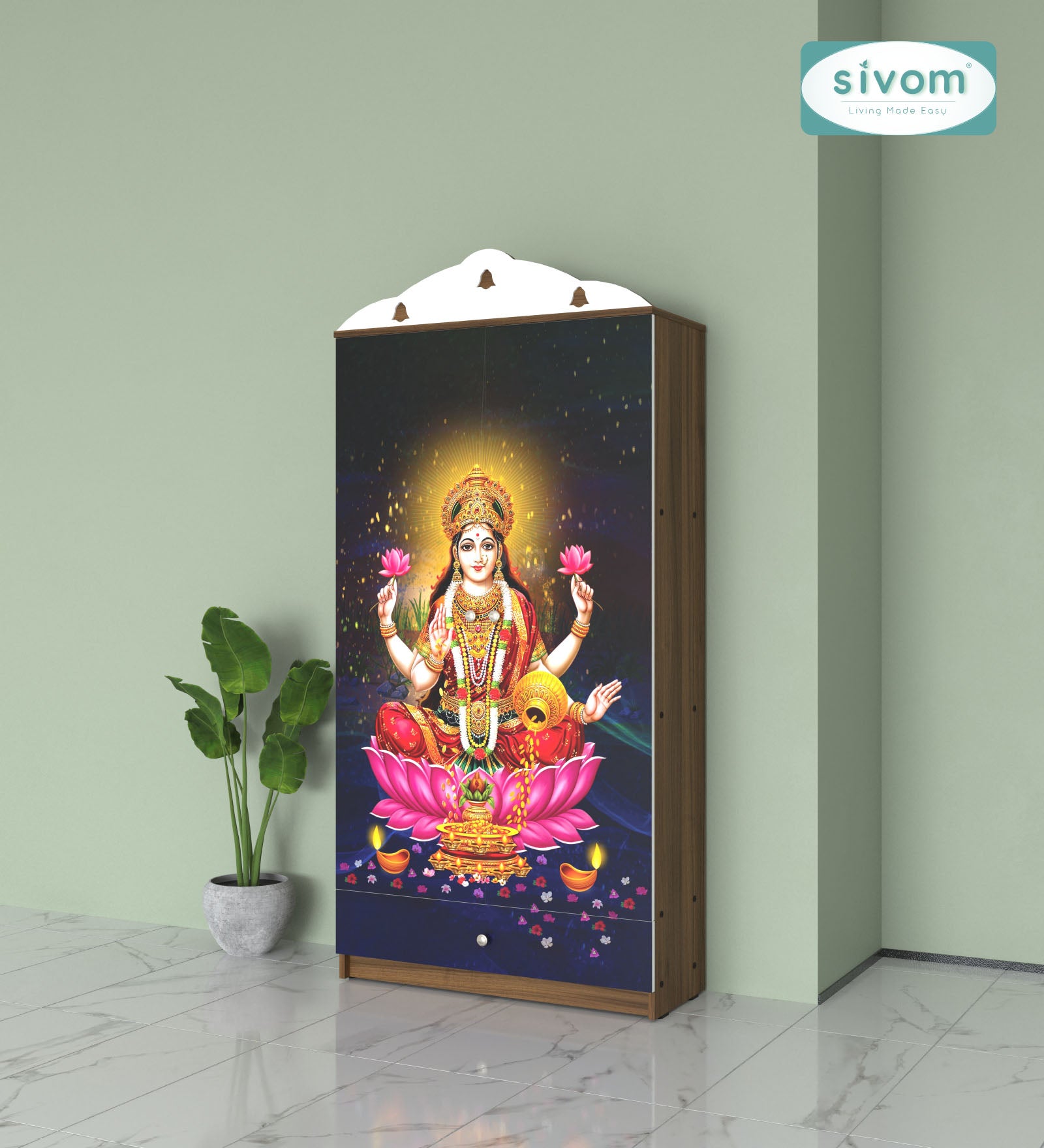 Sivom SIVOM Tempo Home Temple/Pooja Unit/Home Mandir/ Engineered Wood Home Temple (Height: 167, Knock Down) for Modern Homes | Elegant Design & Premium Finish