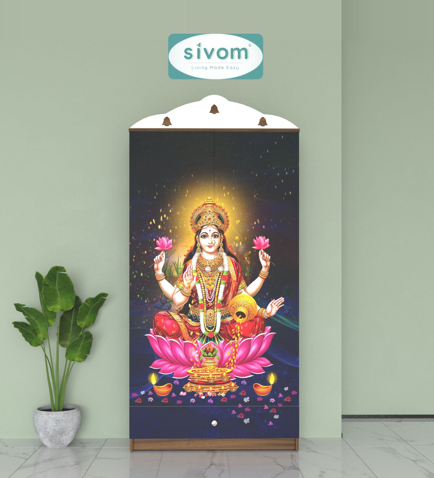 SIVOM Tempo Home Temple/Pooja Unit/Home Mandir/ Engineered Wood Home Temple (Height: 167, Knock Down) for Modern Homes | Elegant Design & Premium Finish