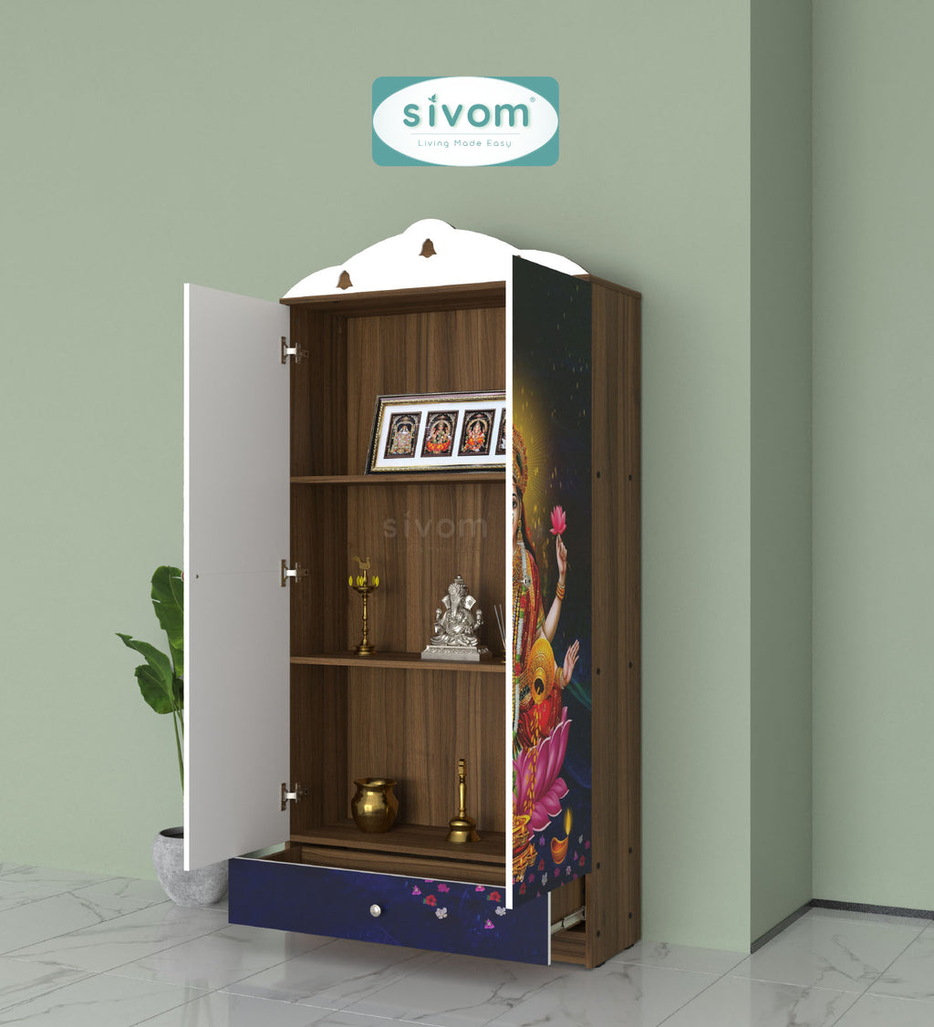 Sivom SIVOM Tempo Home Temple/Pooja Unit/Home Mandir/ Engineered Wood Home Temple (Height: 167, Knock Down) for Modern Homes | Elegant Design & Premium Finish