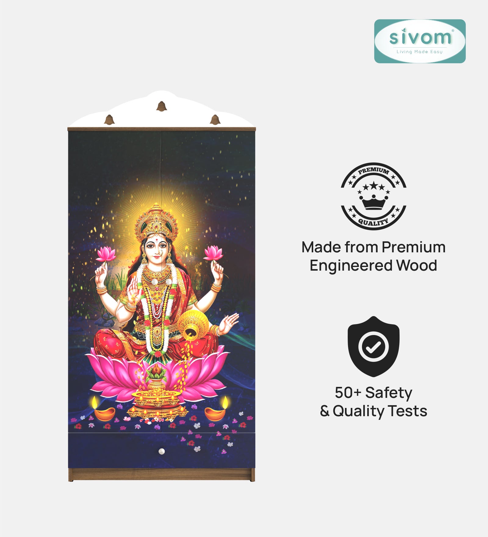 Sivom SIVOM Tempo Home Temple/Pooja Unit/Home Mandir/ Engineered Wood Home Temple (Height: 167, Knock Down) for Modern Homes | Elegant Design & Premium Finish