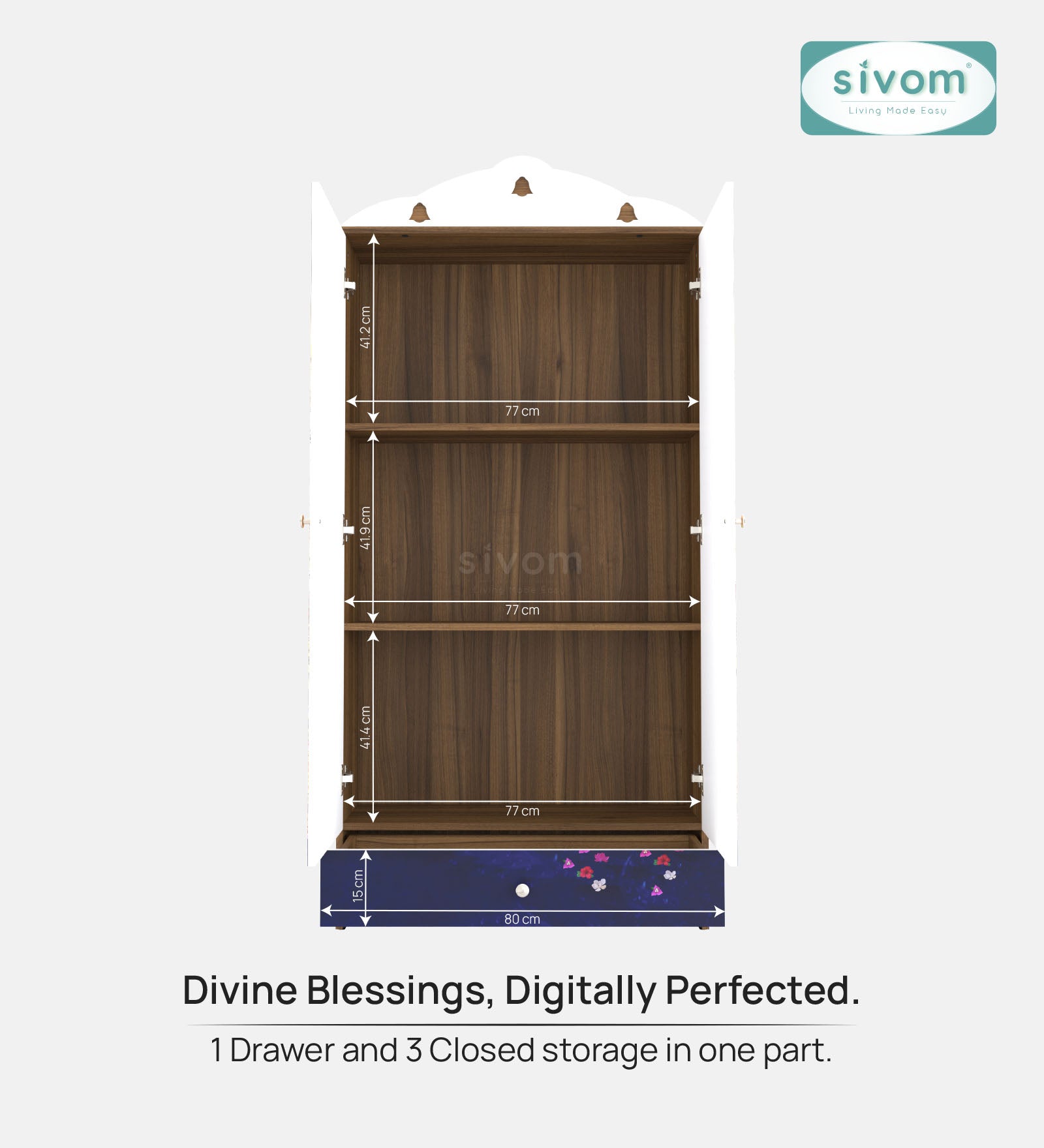 Sivom SIVOM Tempo Home Temple/Pooja Unit/Home Mandir/ Engineered Wood Home Temple (Height: 167, Knock Down) for Modern Homes | Elegant Design & Premium Finish