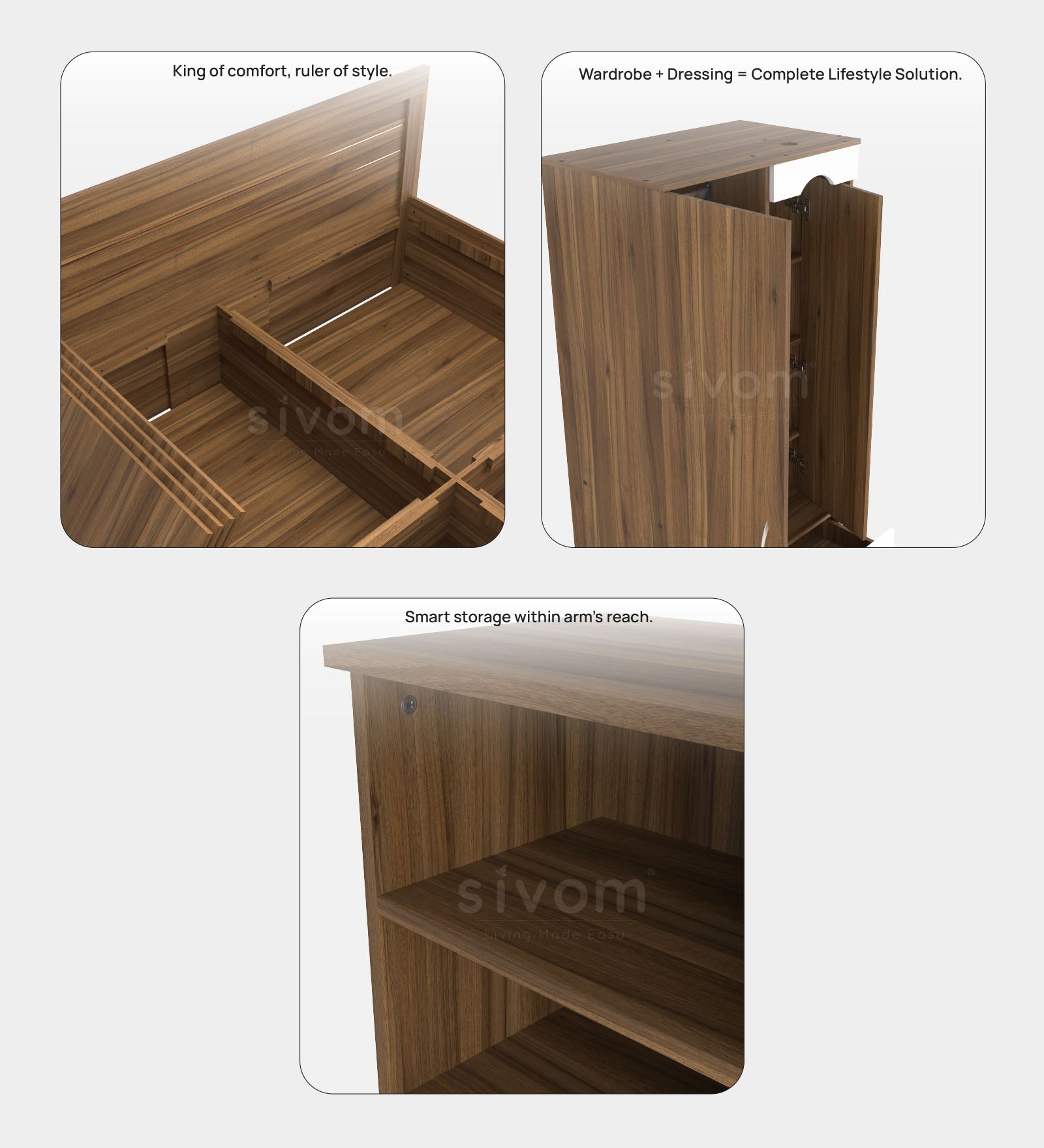 Sivom furniture Tenet King With Storage Bedroom Combo