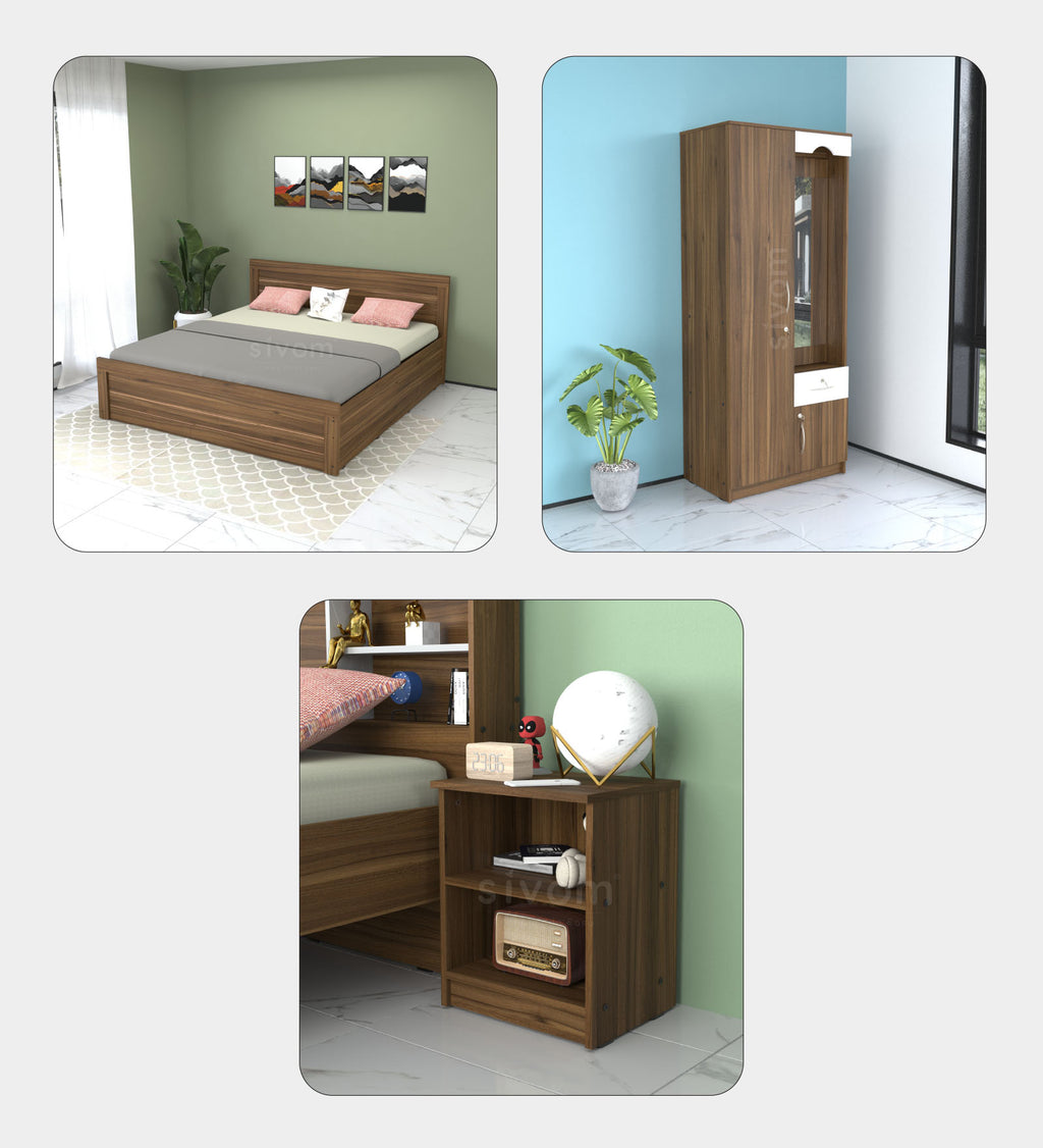 Sivom furniture Tenet King With Storage Bedroom Combo