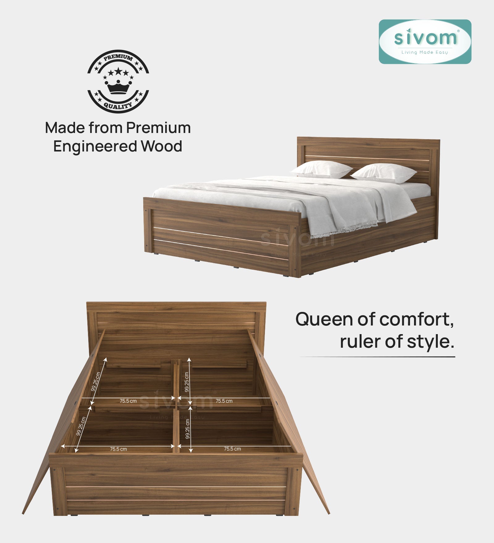 Sivom furniture Tenet Queen With Storage Bedroom Combo