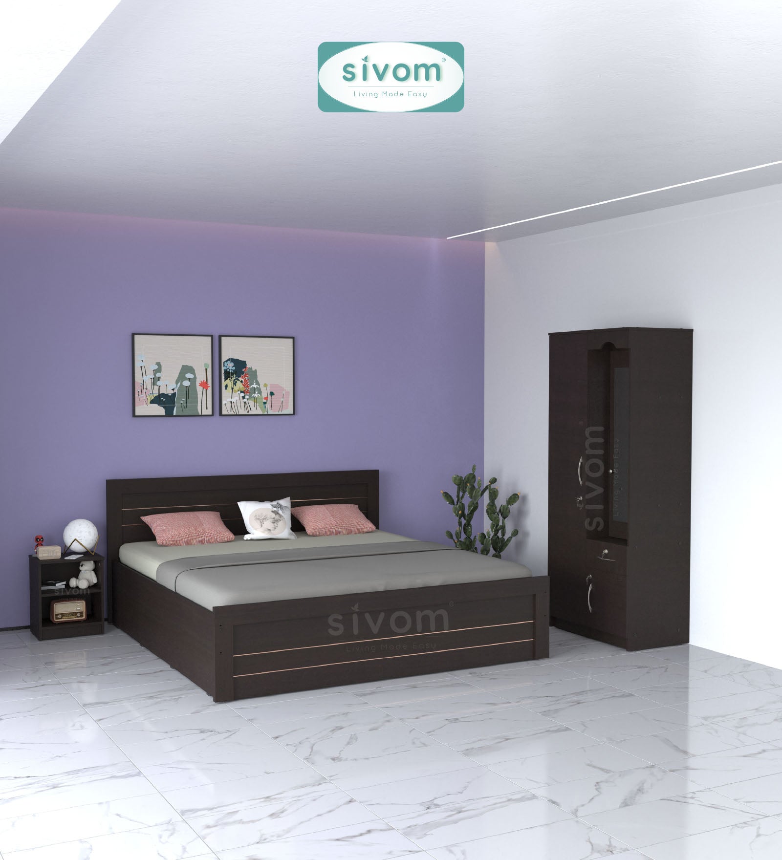 Sivom furniture Tenet King With Storage Bedroom Combo