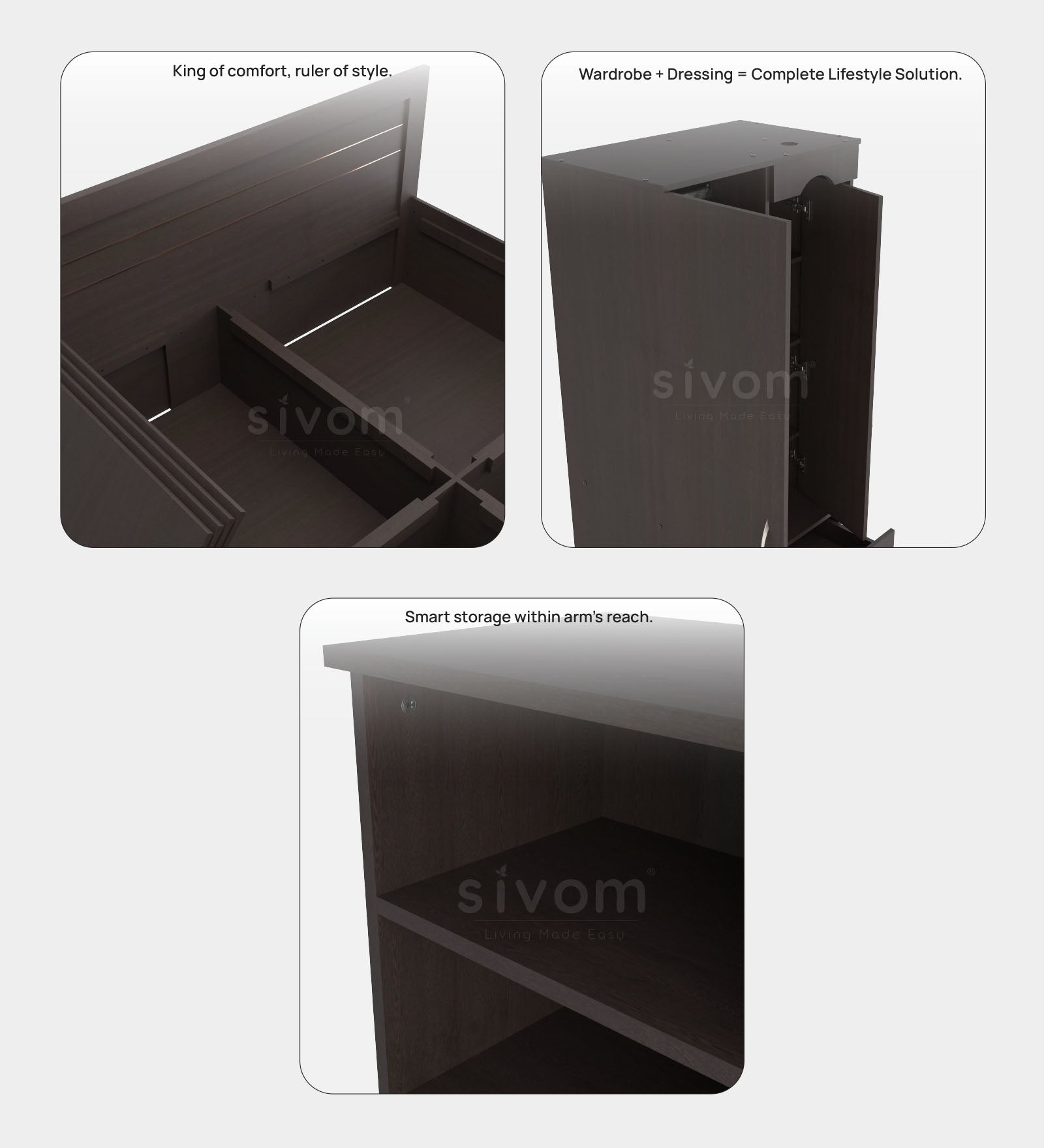 Sivom furniture Tenet King With Storage Bedroom Combo