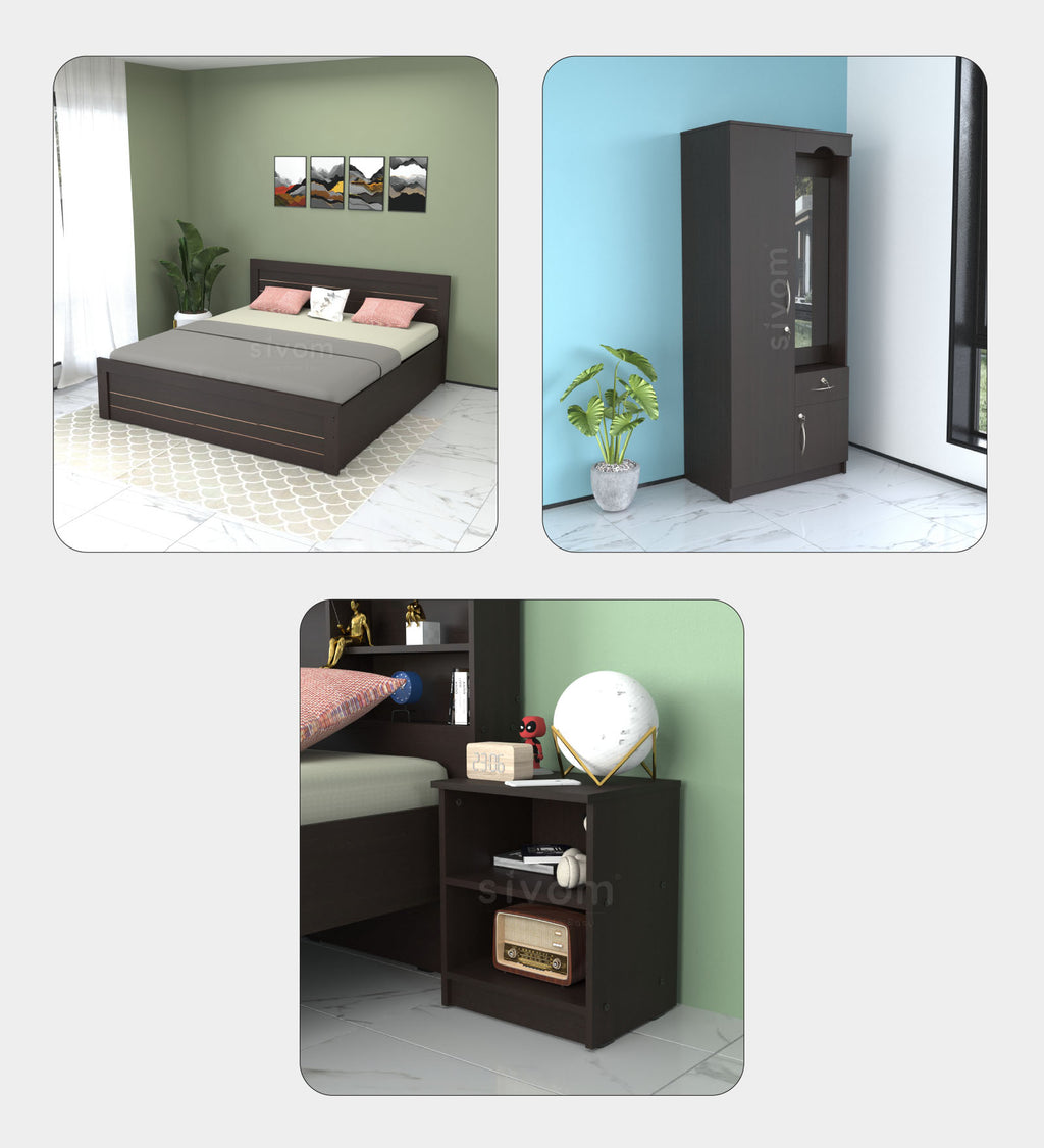 Sivom furniture Tenet King With Storage Bedroom Combo