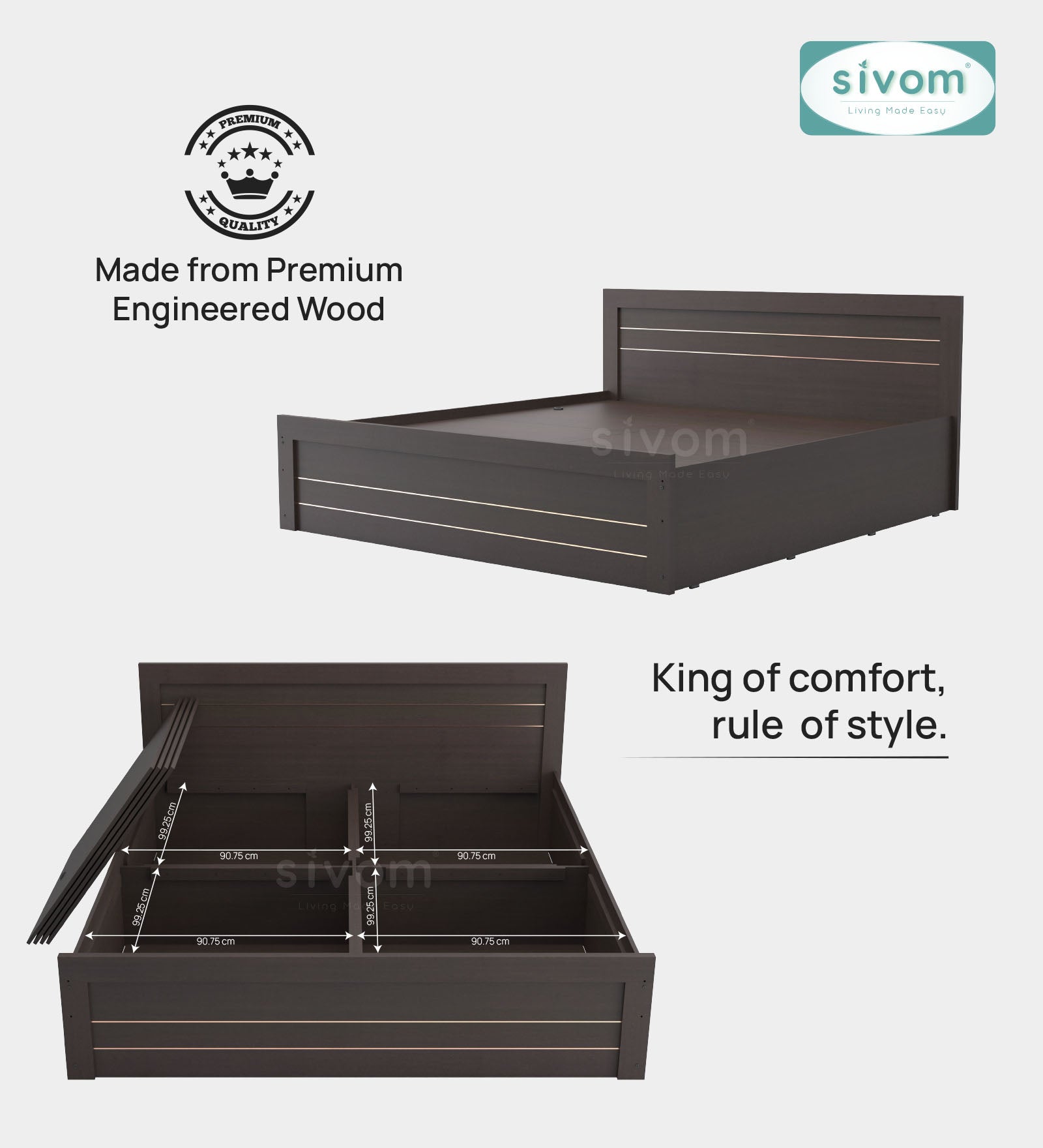Sivom furniture Tenet King With Storage Bedroom Combo