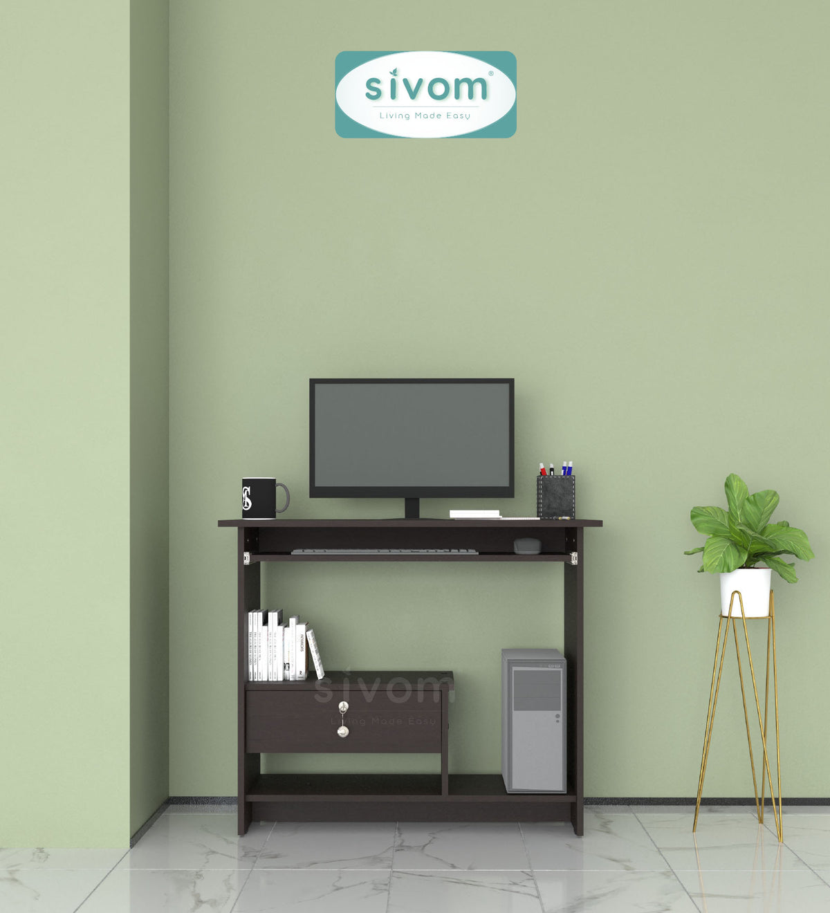 SIVOMTessa Study/Home Office Engineered Wood Computer Desk for Modern Homes | Elegant Design & Premium Finish