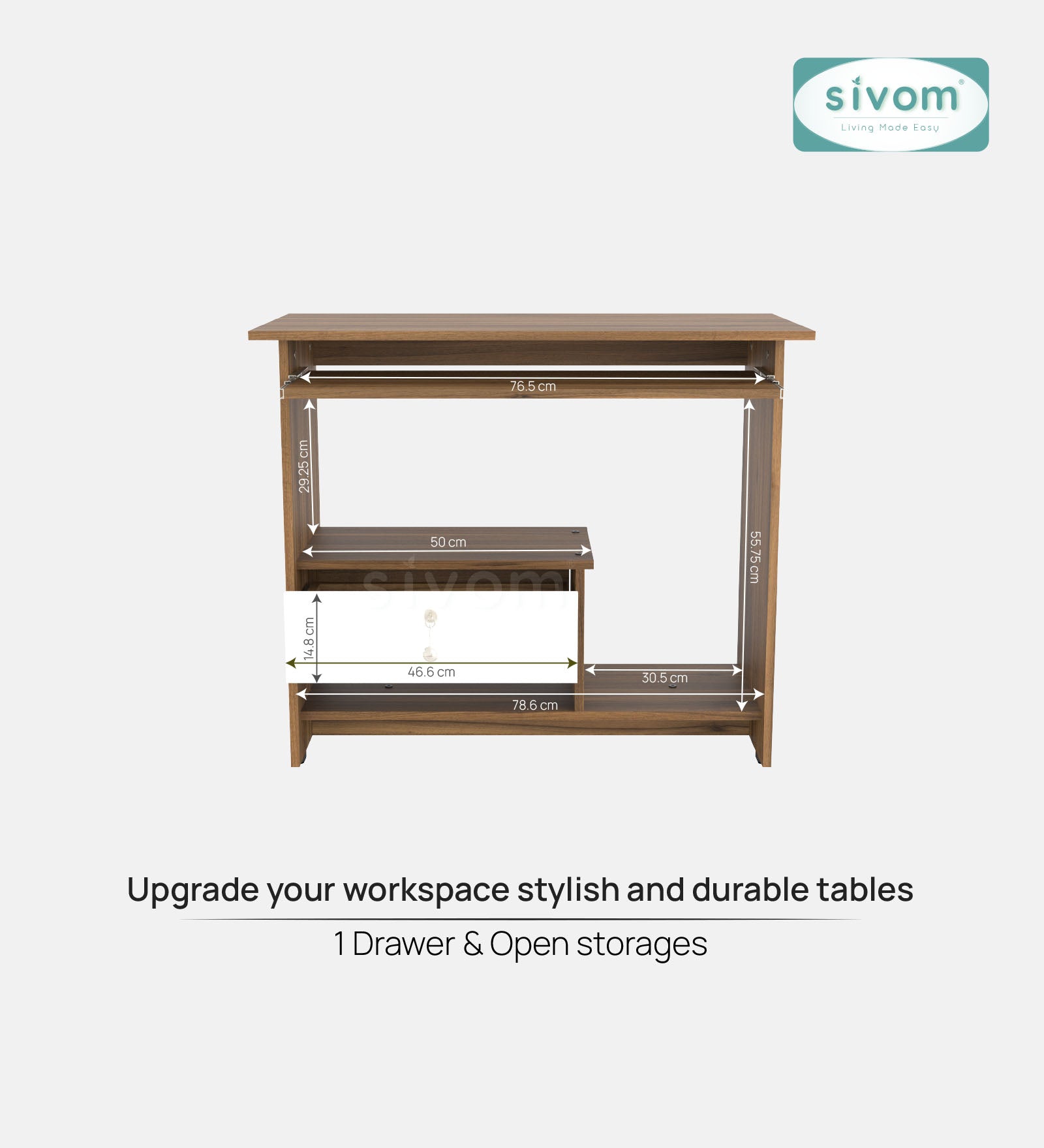 SIVOMTessa Study/Home Office Engineered Wood Computer Desk for Modern Homes | Elegant Design & Premium Finish