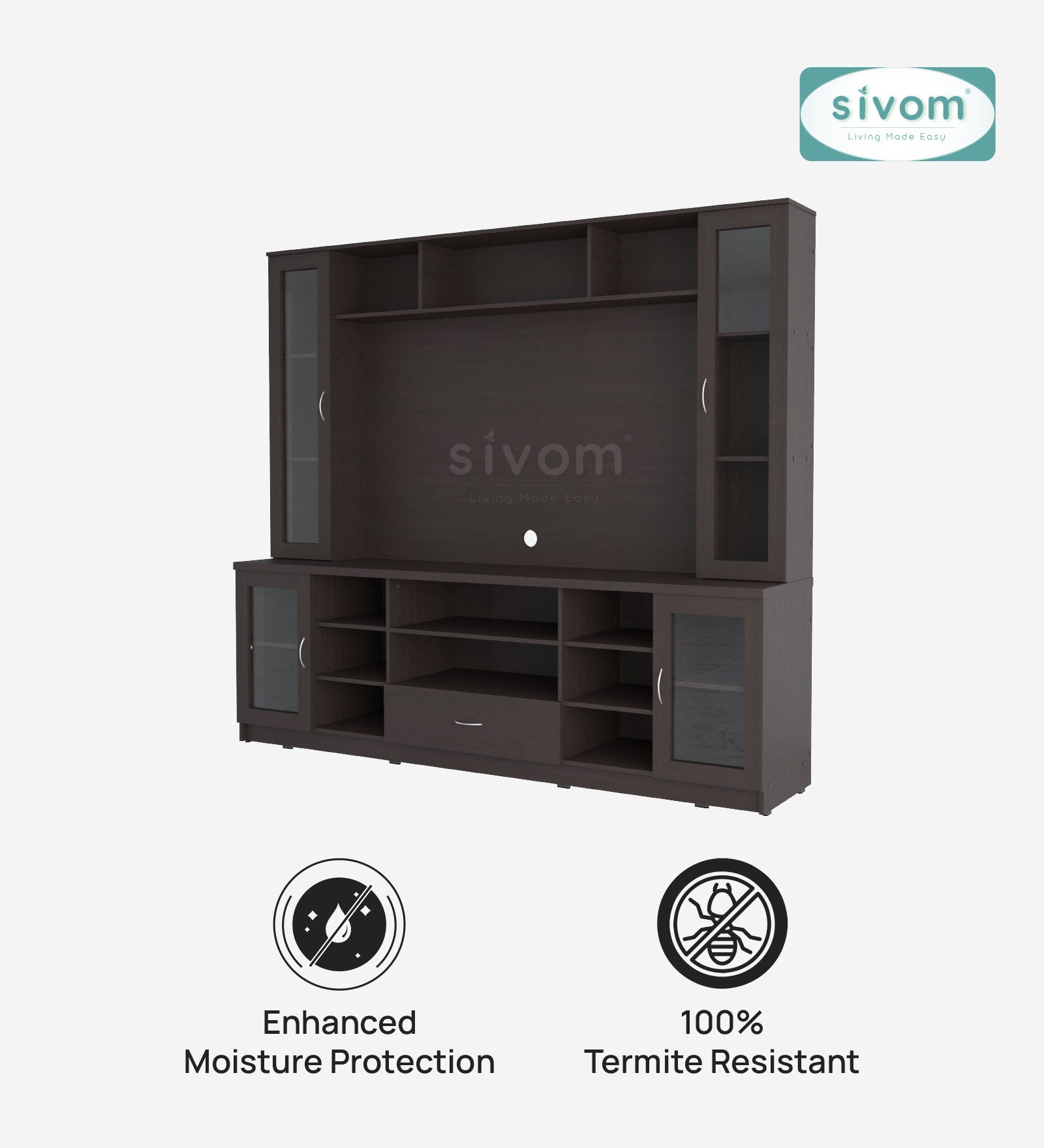 SIVOM Thunder Multipurpose TV Unit fits upto 43 inch with Storage Engineered Wood TV Entertainment Unit for Modern Homes | Elegant Design & Premium Finish