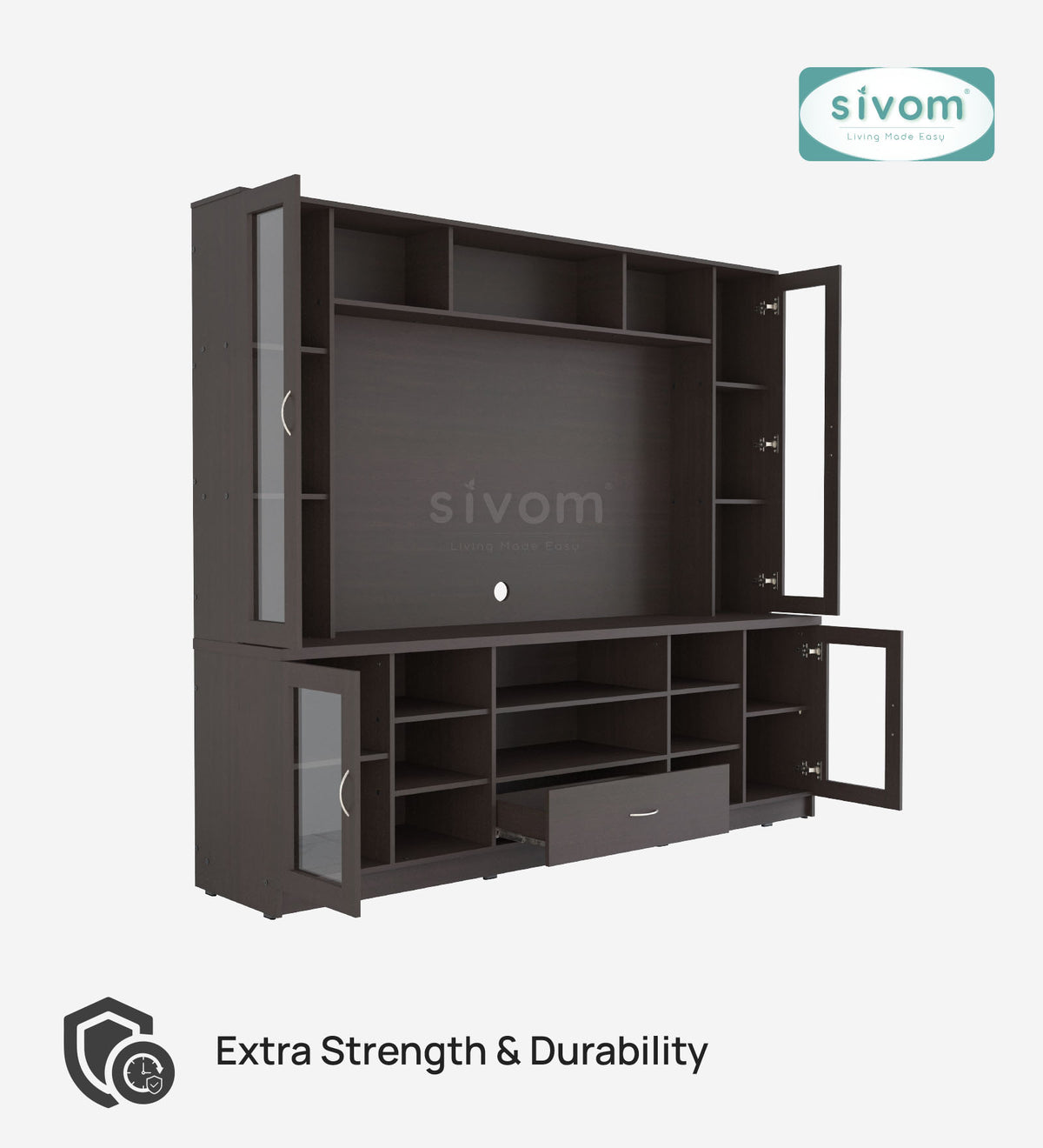 SIVOM Thunder Multipurpose TV Unit fits upto 43 inch with Storage Engineered Wood TV Entertainment Unit for Modern Homes | Elegant Design & Premium Finish