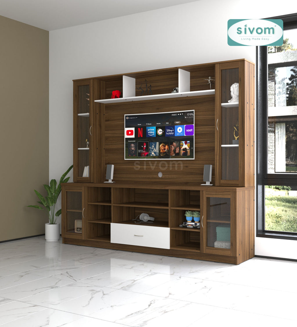 SIVOM Thunder Multipurpose TV Unit fits upto 43 inch with Storage Engineered Wood TV Entertainment Unit for Modern Homes | Elegant Design & Premium Finish