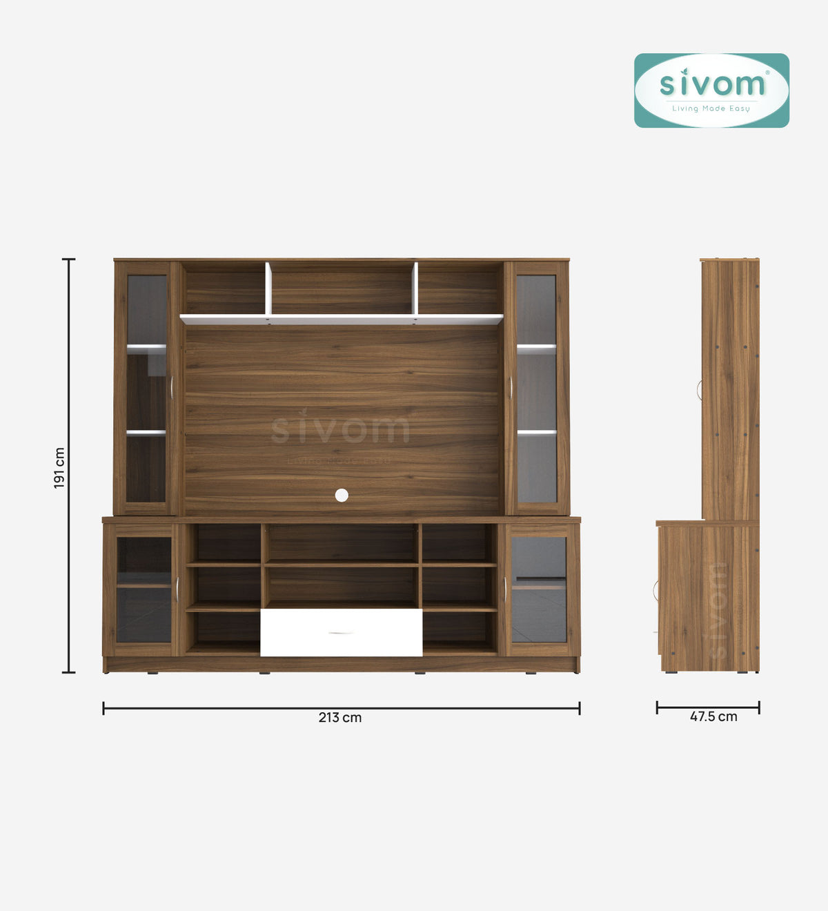SIVOM Thunder Multipurpose TV Unit fits upto 43 inch with Storage Engineered Wood TV Entertainment Unit for Modern Homes | Elegant Design & Premium Finish