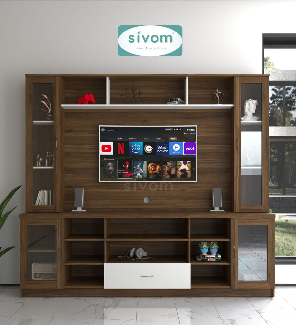 SIVOM Thunder Multipurpose TV Unit fits upto 43 inch with Storage Engineered Wood TV Entertainment Unit for Modern Homes | Elegant Design & Premium Finish