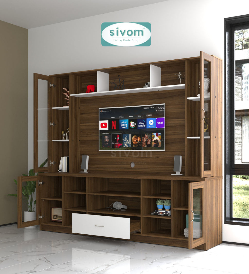 SIVOM Thunder Multipurpose TV Unit fits upto 43 inch with Storage Engineered Wood TV Entertainment Unit for Modern Homes | Elegant Design & Premium Finish