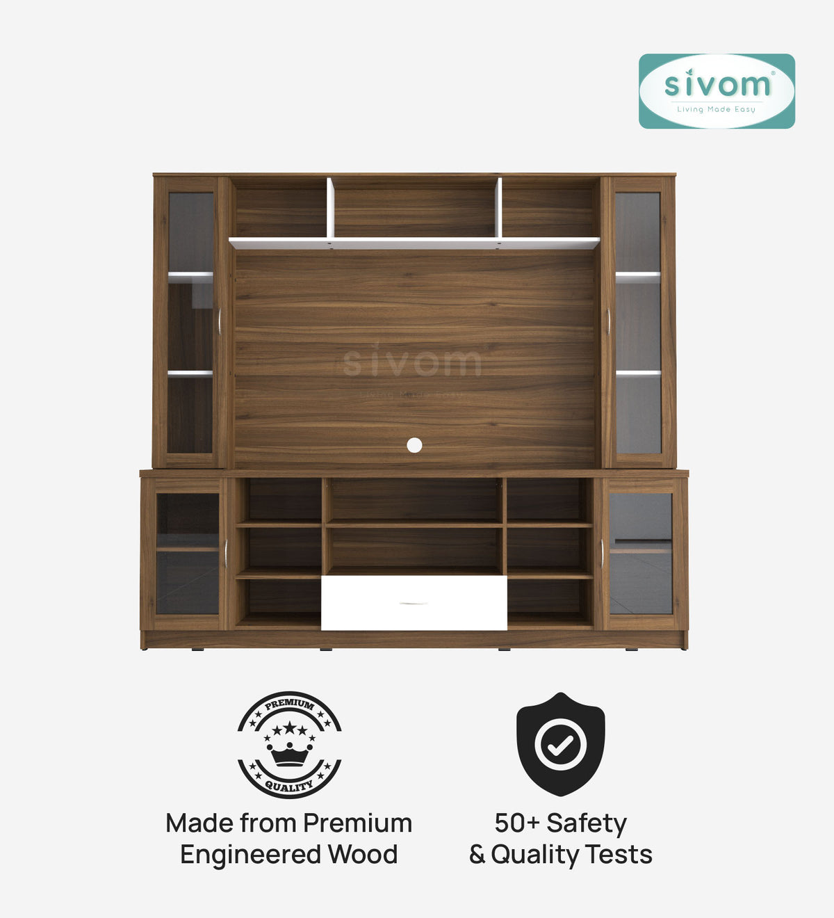 SIVOM Thunder Multipurpose TV Unit fits upto 43 inch with Storage Engineered Wood TV Entertainment Unit for Modern Homes | Elegant Design & Premium Finish