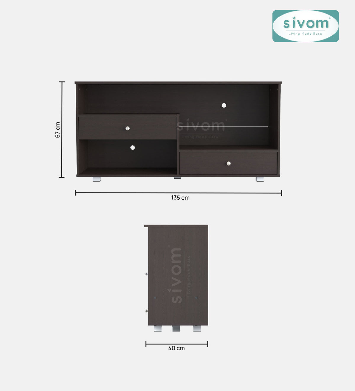 SIVOM TIPPLER Multipurpose TV Unit fits upto 43 inch with Storage Engineered Wood TV Entertainment Unit for Modern Homes | Elegant Design & Premium Finish