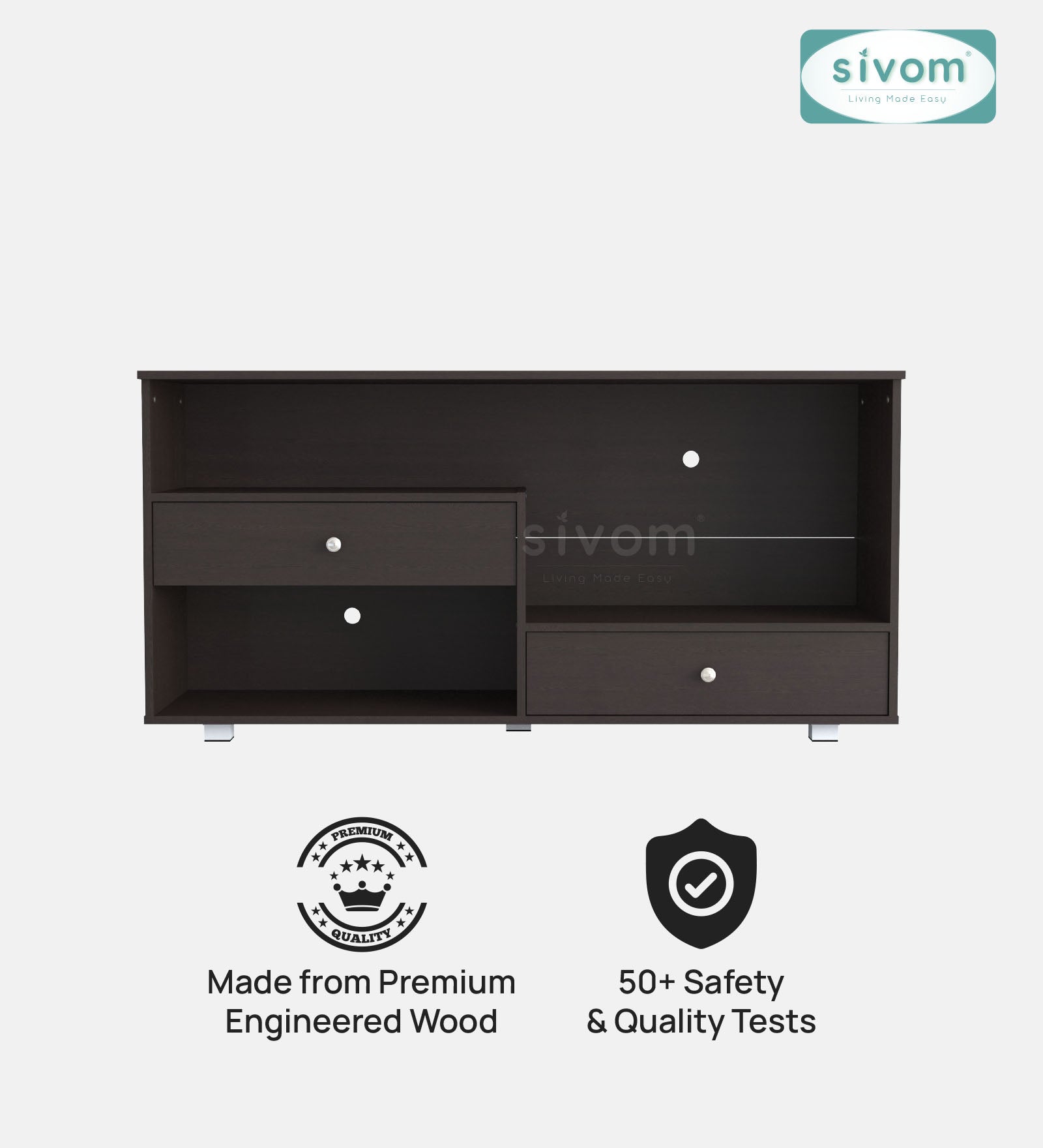 SIVOM TIPPLER Multipurpose TV Unit fits upto 43 inch with Storage Engineered Wood TV Entertainment Unit for Modern Homes | Elegant Design & Premium Finish