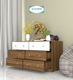 Sivom SIVOM Treasure Multipurpose Storage Unit/Chest of 6 Drawers Engineered Wood Free Standing Cabinet for Modern Homes | Elegant Design & Premium Finish