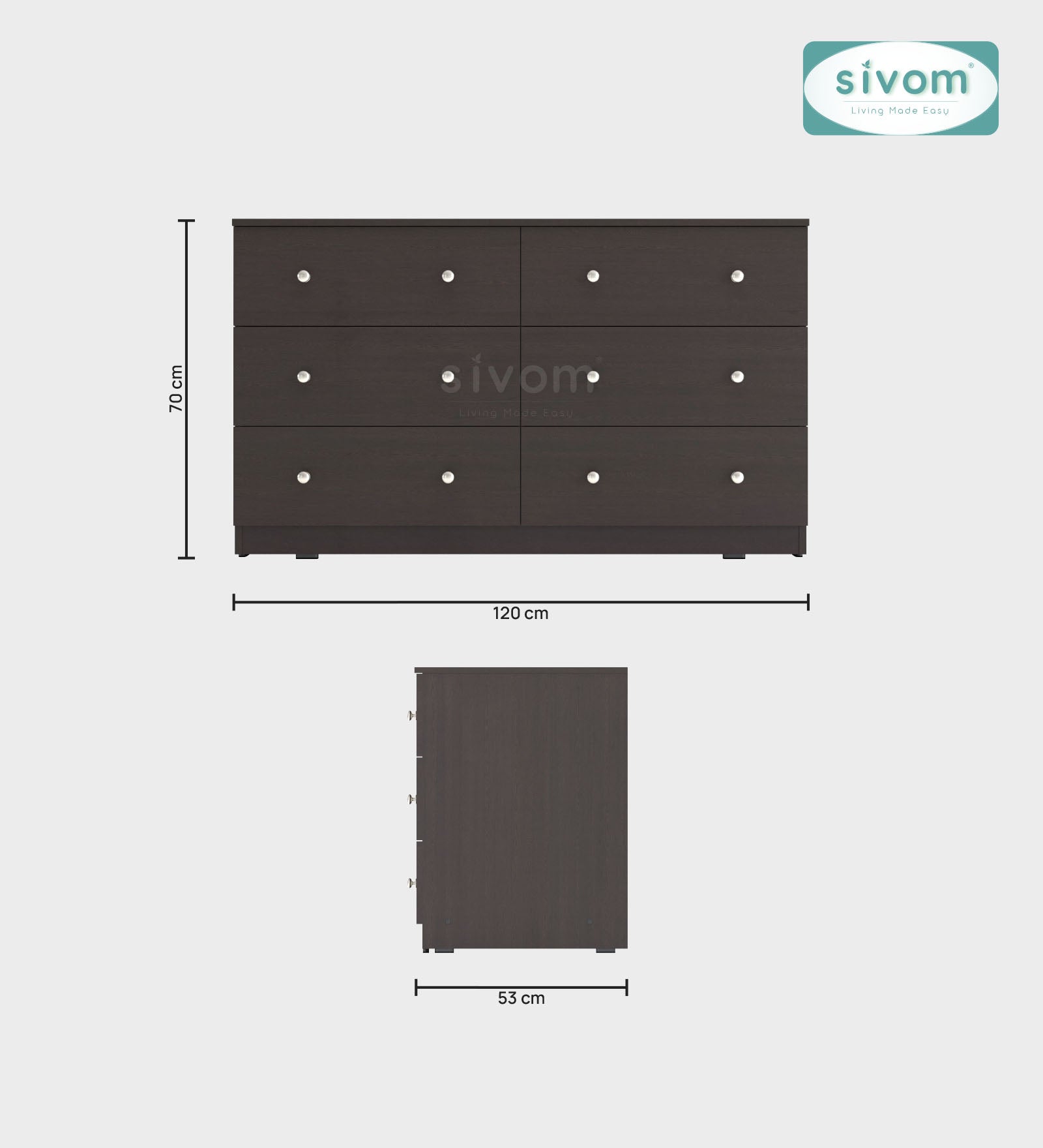 Sivom SIVOM Treasure Multipurpose Storage Unit/Chest of 6 Drawers Engineered Wood Free Standing Cabinet for Modern Homes | Elegant Design & Premium Finish