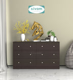 Sivom SIVOM Treasure Multipurpose Storage Unit/Chest of 6 Drawers Engineered Wood Free Standing Cabinet for Modern Homes | Elegant Design & Premium Finish