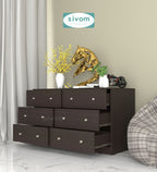 Sivom SIVOM Treasure Multipurpose Storage Unit/Chest of 6 Drawers Engineered Wood Free Standing Cabinet for Modern Homes | Elegant Design & Premium Finish