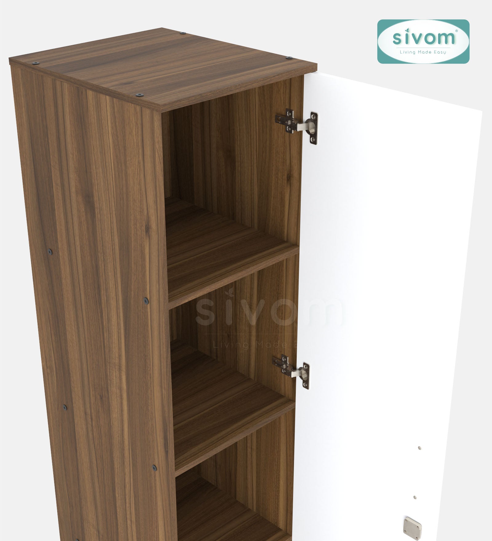 Sivom SIVOM Ultra Multipurpose 1 Door Wardrobe / Spacious 4 Shelves with Outer Drawer Engineered Wood 1 Door Wardrobe for Modern Homes | Elegant Design & Premium Finish