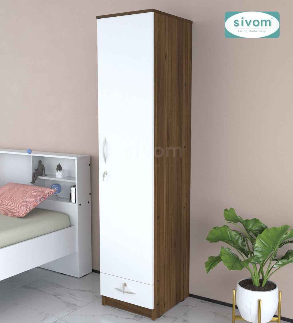 Sivom SIVOM Ultra Multipurpose 1 Door Wardrobe / Spacious 4 Shelves with Outer Drawer Engineered Wood 1 Door Wardrobe for Modern Homes | Elegant Design & Premium Finish