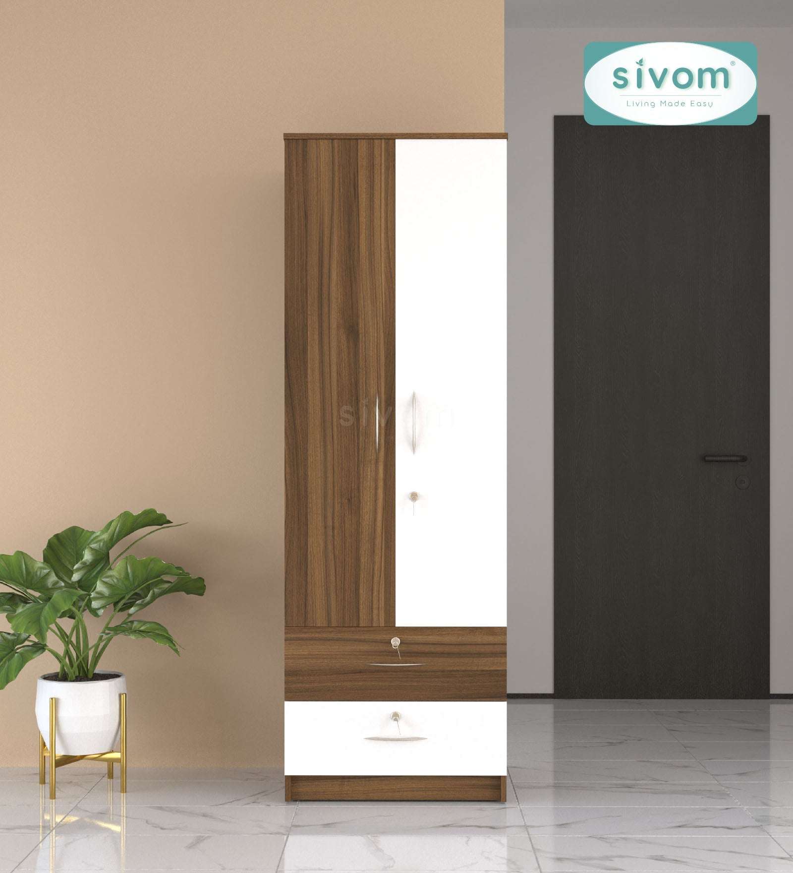 Sivom furniture SIVOM Ultra Multipurpose 2 Door Closet Engineered Wood 2 Door Wardrobe for Modern Homes | Elegant Design & Premium Finish