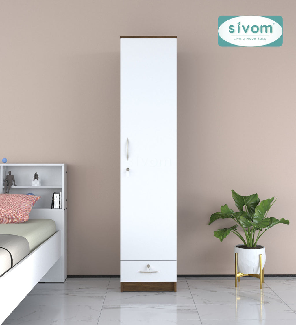 Sivom SIVOM Ultra Multipurpose 1 Door Wardrobe / Spacious 4 Shelves with Outer Drawer Engineered Wood 1 Door Wardrobe for Modern Homes | Elegant Design & Premium Finish