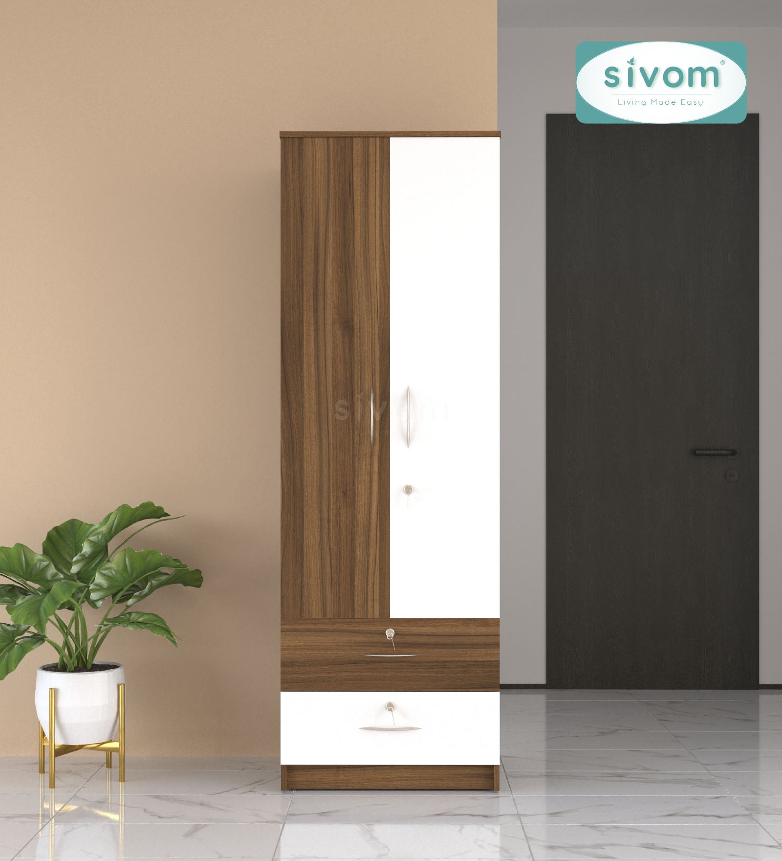 Sivom furniture SIVOM Ultra Multipurpose 2 Door Closet Engineered Wood 2 Door Wardrobe for Modern Homes | Elegant Design & Premium Finish
