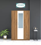 Sivom furniture SIVOM Ultra Multipurpose 3 Door Wardrobe With Mirror/ Spacious Shelves with Hanging Rail Engineered Wood 3 Door Wardrobe for Modern Homes | Elegant Design & Premium Finish